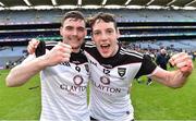 22 June 2019; Sligo players Joe Starr, left, and Kevin Gilmartin celebrate after the Nicky Rackard Cup Final match between Armagh and Sligo at Croke Park in Dublin.  Photo by Matt Browne/Sportsfile