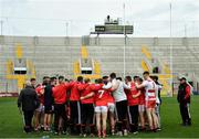 22 June 2019; The Cork team huddle after the Munster GAA Football Senior Championship Final match between Cork and Kerry at Páirc Ui Chaoimh in Cork.  Photo by Brendan Moran/Sportsfile