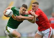 22 June 2019; Stephen O'Brien of Kerry is tackled by Sean White of Cork during the Munster GAA Football Senior Championship Final match between Cork and Kerry at Páirc Ui Chaoimh in Cork.  Photo by Brendan Moran/Sportsfile