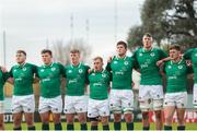 22 June 2019; Ireland players stand for the national anthem during the World Rugby U20 Championship Pool B match between New Zealand and Ireland at Club Old Resian in Rosario, Argentina. Photo by Florencia Tan Jun/Sportsfile