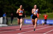 22 June 2019; Sarah Doyle of Tallaght A.C., Co. Dublin, left, and Rhianna McCarthy, Unattached, competing in the Senior Womens 200m during the AAI Games & Irish Life Health Combined Events Day 1 at Santry in Dublin. Photo by Sam Barnes/Sportsfile