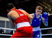 23 June 2019; Regan Buckley of Ireland, right, in action against Bator Sagaluev of Russia during their Men's Light Flyweight bout at Uruchie Sports Palace on Day 3 of the Minsk 2019 2nd European Games in Minsk, Belarus. Photo by Seb Daly/Sportsfile