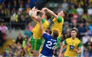 23 June 2019; Hugh McFadden, left and Ciaran Thompson of Donegal in action against Oisin Pierson of Cavan during the Ulster GAA Football Senior Championship Final match between Donegal and Cavan at St Tiernach's Park in Clones, Monaghan. Photo by Sam Barnes/Sportsfile