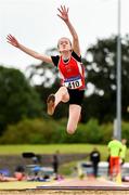 23 June 2019; Emma Reihill of Fingallians A.C., Co. Dublin, competing in the Long Jump event during the U14 Pentathlon during the AAI Games & Irish Life Health Combined Events Day 2, Juvenile Combined Events at Morton Stadium in Santry. Photo by Eóin Noonan/Sportsfile