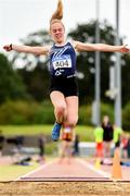 23 June 2019; Hannah Falvey of Belgooly A.C., Co. Cork, competing in the Long Jump event during the U14 Pentathlon during the AAI Games & Irish Life Health Combined Events Day 2, Juvenile Combined Events at Morton Stadium in Santry. Photo by Eóin Noonan/Sportsfile