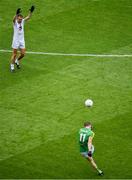 23 June 2019; Johnny Doyle of Kildare defends a free kick by Bryan McMahon of Meath during the Leinster Junior Football Championship Final match between Meath and Kildare at Croke Park in Dublin. Photo by Brendan Moran/Sportsfile