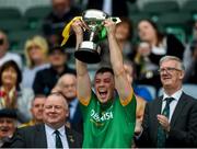 23 June 2019; Meath captain Michael Flood lifts the cup after the Leinster Junior Football Championship Final match between Meath and Kildare at Croke Park in Dublin. Photo by Daire Brennan/Sportsfile