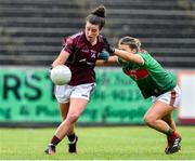 23 June 2019; Roisin Leonard of Galway in action against Danielle Coldwell of Mayo during the 2019 TG4 Connacht Ladies Senior Football Final match between Mayo and Galway at Elvery's MacHale Park in Castlebar, Mayo. Photo by Matt Browne/Sportsfile