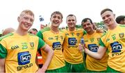 23 June 2019; Oisin Gallen, Hugh McFadden, Neil McGee, Frank McGlynn and Ciaran Thompson of Donegal celebrates after the Ulster GAA Football Senior Championship Final match between Donegal and Cavan at St Tiernach's Park in Clones, Monaghan. Photo by Oliver McVeigh/Sportsfile