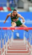 23 June 2019; Gerard O'Donnell of Ireland competes in the Men's 110m hurdles during Dynamic New Athletics qualification match three at Dinamo Stadium on Day 3 of the Minsk 2019 2nd European Games in Minsk, Belarus. Photo by Seb Daly/Sportsfile