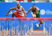 23 June 2019; Gerard O'Donnell of Ireland competes in the Men's 110m hurdles during Dynamic New Athletics qualification match three at Dinamo Stadium on Day 3 of the Minsk 2019 2nd European Games in Minsk, Belarus. Photo by Seb Daly/Sportsfile