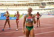 23 June 2019; Sarah Lavin of Ireland after finishing second in the Women's 100m hurdles during Dynamic New Athletics qualification match three at Dinamo Stadium on Day 3 of the Minsk 2019 2nd European Games in Minsk, Belarus. Photo by Seb Daly/Sportsfile