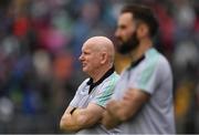 23 June 2019; Donegal manager Declan Bonner, left, and selector Karl Lacey during the Ulster GAA Football Senior Championship Final match between Donegal and Cavan at St Tiernach's Park in Clones, Monaghan. Photo by Ramsey Cardy/Sportsfile