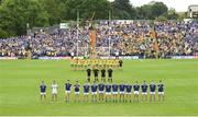 23 June 2019; Donegal and Cavan standing for the anthems before the Ulster GAA Football Senior Championship Final match between Donegal and Cavan at St Tiernach's Park in Clones, Monaghan. Photo by Oliver McVeigh/Sportsfile