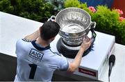 23 June 2019; Dublin captain Stephen Cluxton with the Delaney cup after the Leinster GAA Football Senior Championship Final match between Dublin and Meath at Croke Park in Dublin. Photo by Brendan Moran/Sportsfile