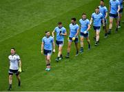 23 June 2019; Dublin captain Stephen Cluxton leads his side in the parade prior to the Leinster GAA Football Senior Championship Final match between Dublin and Meath at Croke Park in Dublin. Photo by Brendan Moran/Sportsfile