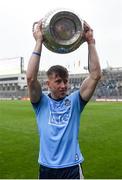 23 June 2019; Seán Bugler of Dublin celebrates with the Delaney cup after the Leinster GAA Football Senior Championship Final match between Dublin and Meath at Croke Park in Dublin. Photo by Daire Brennan/Sportsfile