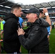 23 June 2019; Dublin manager Jim Gavin congratulates Brian Howard after the Leinster GAA Football Senior Championship Final match between Dublin and Meath at Croke Park in Dublin. Photo by Ray McManus/Sportsfile