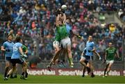 23 June 2019; Michael Darragh Macauley of Dublin in action against Bryan Menton, left, and Seán Tobin of Meath during the Leinster GAA Football Senior Championship Final match between Dublin and Meath at Croke Park in Dublin. Photo by Daire Brennan/Sportsfile