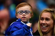 23 June 2019; Six year old Dublin supporter Liam Caserio, a member of the Erin's Isle GAA Club, and his aunt Orlaith Moran watch the prematch parade before the Leinster GAA Football Senior Championship Final match between Dublin and Meath at Croke Park in Dublin. Photo by Ray McManus/Sportsfile