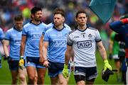 23 June 2019; Dublin captain Stephen Cluxton leads his players in the pre match parade before the Leinster GAA Football Senior Championship Final match between Dublin and Meath at Croke Park in Dublin. Photo by Ray McManus/Sportsfile