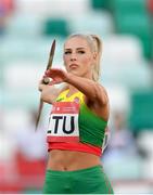 23 June 2019; Liveta Jasiunaite of Lithuania competes in the Women's Javelin during Dynamic New Athletics qualification match three at Dinamo Stadium on Day 3 of the Minsk 2019 2nd European Games in Minsk, Belarus. Photo by Seb Daly/Sportsfile