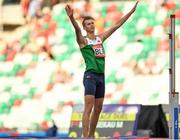 23 June 2019; Maksim Nedasekau of Belarus reacts after failing to clear the bar in the Men's High Jump during Dynamic New Athletics qualification match three at Dinamo Stadium on Day 3 of the Minsk 2019 2nd European Games in Minsk, Belarus. Photo by Seb Daly/Sportsfile