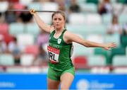 23 June 2019; Grace Casey of Ireland competes in the Women's Javelin during Dynamic New Athletics qualification match three at Dinamo Stadium on Day 3 of the Minsk 2019 2nd European Games in Minsk, Belarus. Photo by Seb Daly/Sportsfile