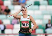 23 June 2019; Tatsiana Khaladovich competes in the Women's Javelin during Dynamic New Athletics qualification match three at Dinamo Stadium on Day 3 of the Minsk 2019 2nd European Games in Minsk, Belarus. Photo by Seb Daly/Sportsfile