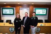 22 June 2019; Ramona Keogh, Paul Sherry and Ellen Clancy from Killarney Celtic, Kerry, during the FAI Club of the Year Information Day at FAI National Training Centre in Abbotstown, Dublin. Photo by Eóin Noonan/Sportsfile