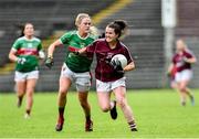 23 June 2019; Nicola Ward of Galway in action against Fiona Doherty of Mayo during the 2019 TG4 Connacht Ladies Senior Football Final match between Mayo and Galway at Elvery's MacHale Park in Castlebar, Mayo. Photo by Matt Browne/Sportsfile