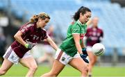23 June 2019; Roisin Flynn of Mayo in action against Tracey Leonard of Galway during the 2019 TG4 Connacht Ladies Senior Football Final match between Mayo and Galway at Elvery's MacHale Park in Castlebar, Mayo. Photo by Matt Browne/Sportsfile
