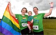 21 June 2019; 2019 marks the second year running that Aviva is a gold sponsor of the charity run. This year’s event sold out, with 1,000 runners taking to the course. Proceeds from the event go to LGBT + charities belong to, Shout Out and HIV Ireland. See Aviva.ie/pride or #SafeToDream for further details. Pictured at the Dublin Pride Run, a marquee event for Dublin Pride Festival, in the Phoenix Park are; Laura Kilbane, left, with her son Cal Walsh, 16 months old, and mother, Caroline Doory, from Leixlip, Co. Kildare. Photo by Sam Barnes/Sportsfile
