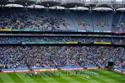 23 June 2019; The Dublin and Meath teams walk behind the Artane School of Music band prior to the Leinster GAA Football Senior Championship Final match between Dublin and Meath at Croke Park in Dublin. Photo by Brendan Moran/Sportsfile