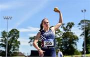 22 June 2019; Agathe Guillemot of Club athlétique bigouden, France, competing in the Shot Put event during the Senior Womens Heptathlon during the AAI Games & Irish Life Health Combined Events Day 1 at Santry in Dublin. Photo by Sam Barnes/Sportsfile