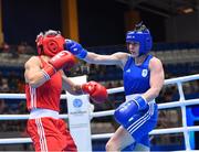 24 June 2019; Michaela Walsh of Ireland, right in action against Lacramioara Perijoc of Romania, left, during their Women’s Featherweight bout at Uruchie Sports Palace on Day 4 of the Minsk 2019 2nd European Games in Minsk, Belarus. Photo by Seb Daly/Sportsfile
