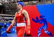 24 June 2019; Grainne Walsh of Ireland makes her way to the ring prior to her Women’s Featherweight bout against Rosie Eccles of Great Britain at Uruchie Sports Palace on Day 4 of the Minsk 2019 2nd European Games in Minsk, Belarus. Photo by Seb Daly/Sportsfile