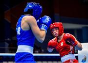 24 June 2019; Grainne Walsh of Ireland, right, in action against Rosie Eccles of Great Britain during their Women’s Featherweight bout at Uruchie Sports Palace on Day 4 of the Minsk 2019 2nd European Games in Minsk, Belarus. Photo by Seb Daly/Sportsfile