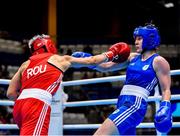 24 June 2019; Michaela Walsh of Ireland, right, in action against Lacramioara Perijoc of Romania during their Women’s Featherweight bout at Uruchie Sports Palace on Day 4 of the Minsk 2019 2nd European Games in Minsk, Belarus. Photo by Seb Daly/Sportsfile