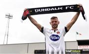 24 June 2019; Andy Boyle poses for a portrait, at Oriel Park in Dundalk, after signing for Dundalk. Photo by Ben McShane/Sportsfile