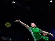 24 June 2019; Chloe Magee and Samuel Magee of Ireland in action against Evgenii Dremin and Evgenia Dimova of Russia during their Mixed Badminton Doubles group stage match at Falcon Club on Day 4 of the Minsk 2019 2nd European Games in Minsk, Belarus. Photo by Seb Daly/Sportsfile