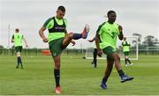 24 June 2019; Ali Reghba, left, and Festy Ebosele during a Republic of Ireland Under-19 training session at FAI National Training Centre in Abbotstown, Dublin. Photo by Sam Barnes/Sportsfile