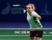 24 June 2019; Rachael Darragh of Ireland in action against Agnes Korosi of Hungary during their Women's Badminton Singles group stage match at Falcon Club on Day 4 of the Minsk 2019 2nd European Games in Minsk, Belarus. Photo by Seb Daly/Sportsfile