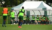 24 June 2019; Players watch on from the dug-out during a Republic of Ireland Under-19 training session at FAI National Training Centre in Abbotstown, Dublin. Photo by Sam Barnes/Sportsfile