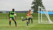 24 June 2019; Ciaran Brennan, right, and Timi Sobowale during a Republic of Ireland Under-19 training session at FAI National Training Centre in Abbotstown, Dublin. Photo by Sam Barnes/Sportsfile