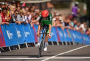 25 June 2019; Michael O'Loughlin of Ireland crosses the line to finish the Men's Cycling Time Trial on Day 5 of the Minsk 2019 2nd European Games in Minsk, Belarus. Photo by Seb Daly/Sportsfile