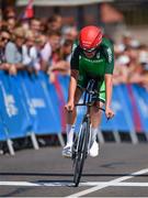 25 June 2019; Michael O'Loughlin of Ireland crosses the finish line to complete the Men's Cycling Time Trial on Day 5 of the Minsk 2019 2nd European Games in Minsk, Belarus. Photo by Seb Daly/Sportsfile