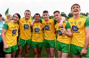 23 June 2019; Eoin McHugh, Neil McGee, Frank McGlynn, Paddy McBrearty, Ciaran Thompson and Hugh McFadden of Donegal celebrates after the Ulster GAA Football Senior Championship Final match between Donegal and Cavan at St Tiernach's Park in Clones, Monaghan. Photo by Oliver McVeigh/Sportsfile