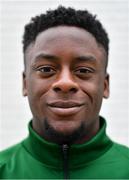 25 June 2019; Jonathan Afolabi poses for a portrait during a Republic of Ireland Under-19 squad press conference at the FAI National Training Centre in Abbotstown, Dublin. Photo by Brendan Moran/Sportsfile