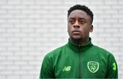 25 June 2019; Jonathan Afolabi poses for a portrait during a Republic of Ireland Under-19 squad press conference at the FAI National Training Centre in Abbotstown, Dublin. Photo by Brendan Moran/Sportsfile